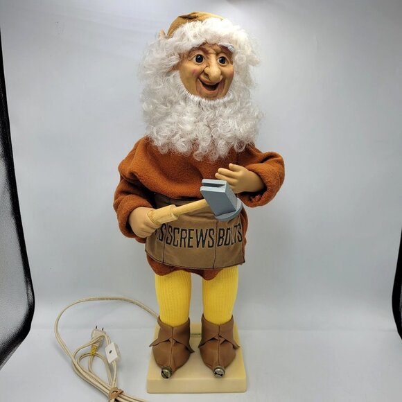 Telco Other - VTG 1990 Telco 21" Christmas Animated Motion-ettes Toy Maker Hammer Elf WORKS!